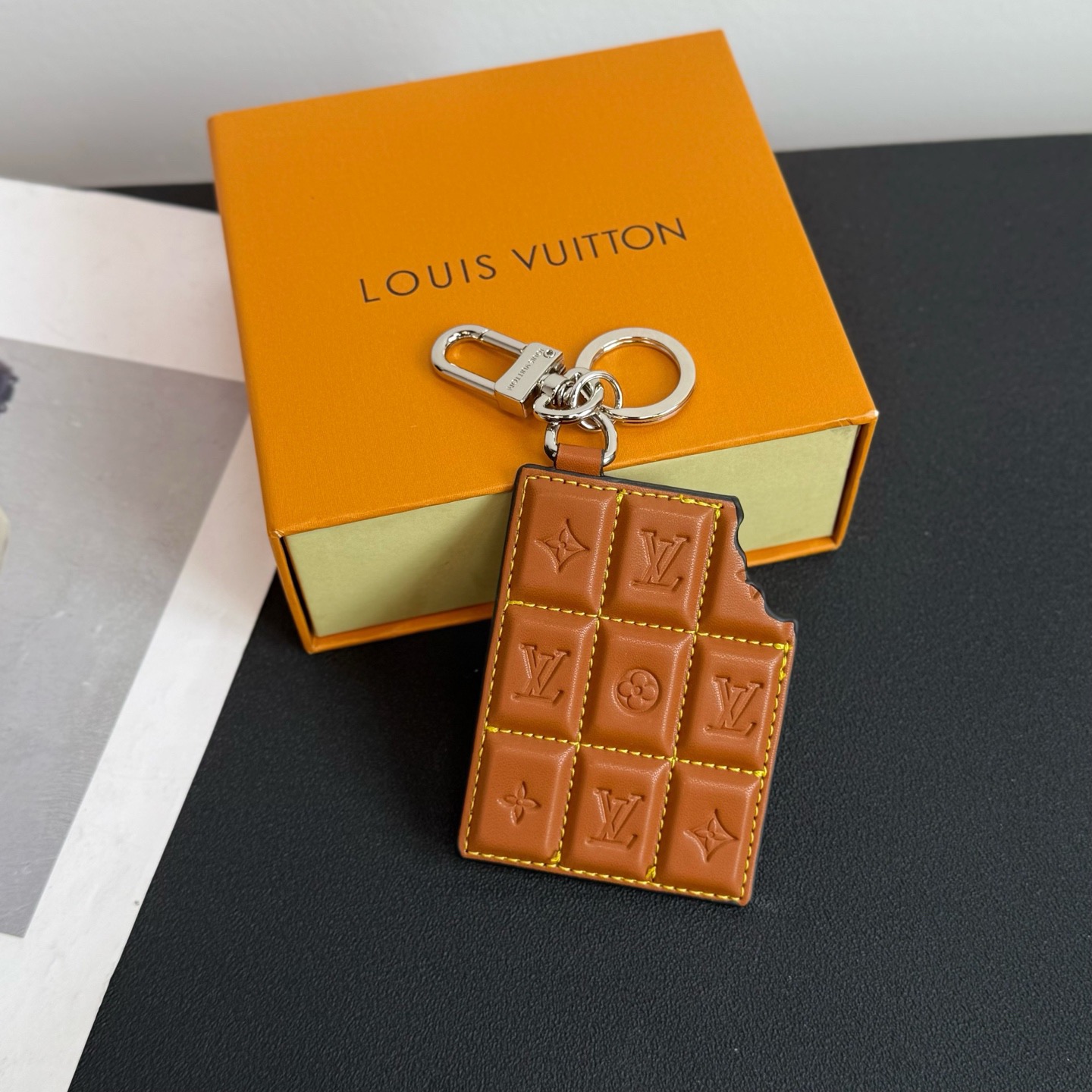 LV Chocolate Bar Figurine Key Holder And Bag Charm