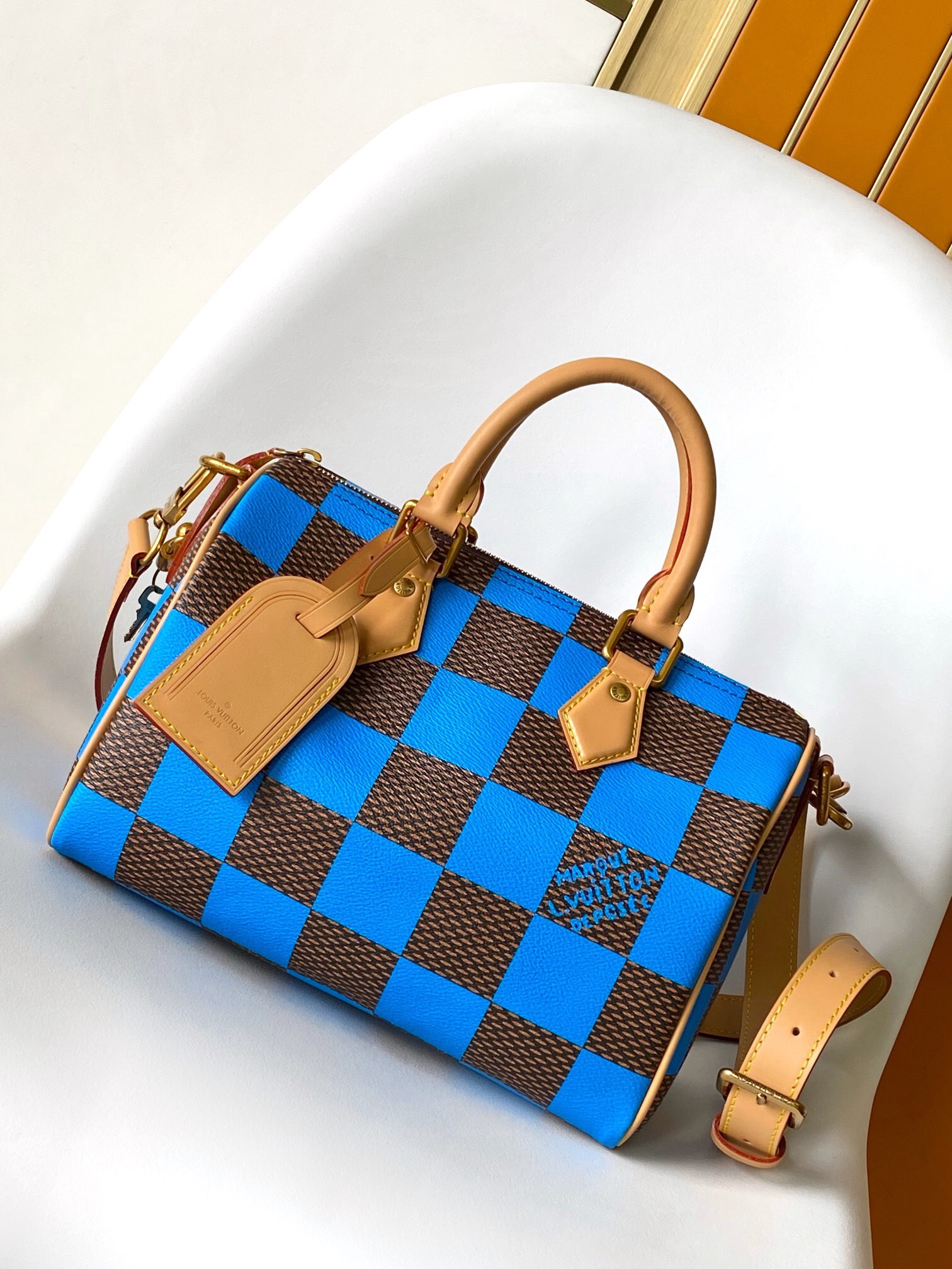 LV Damier Pop Speedy Bandoulière 25 Bag Jaune Mat