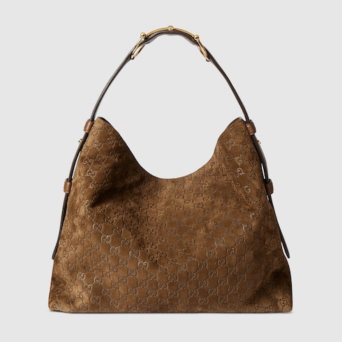 Gucci Beatrix Large Tote Bag in Brown Suede