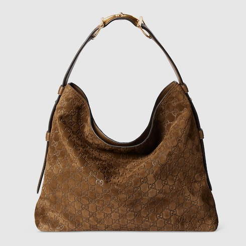 Gucci Beatrix Large Tote Bag in Brown Suede
