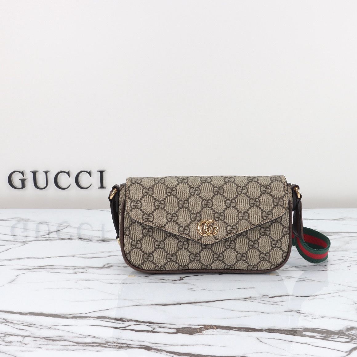 Gucci Ophidia Pochette in Beige and ebony Supreme