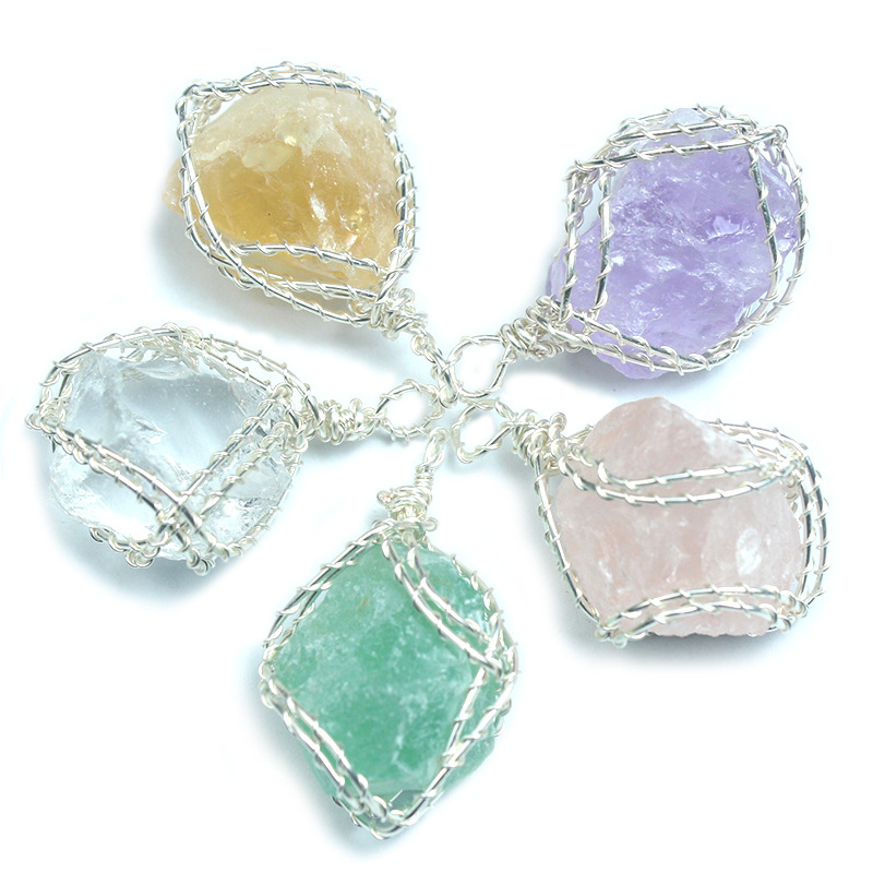 【Love luck】5 natural crystal gemstone pendant necklaces