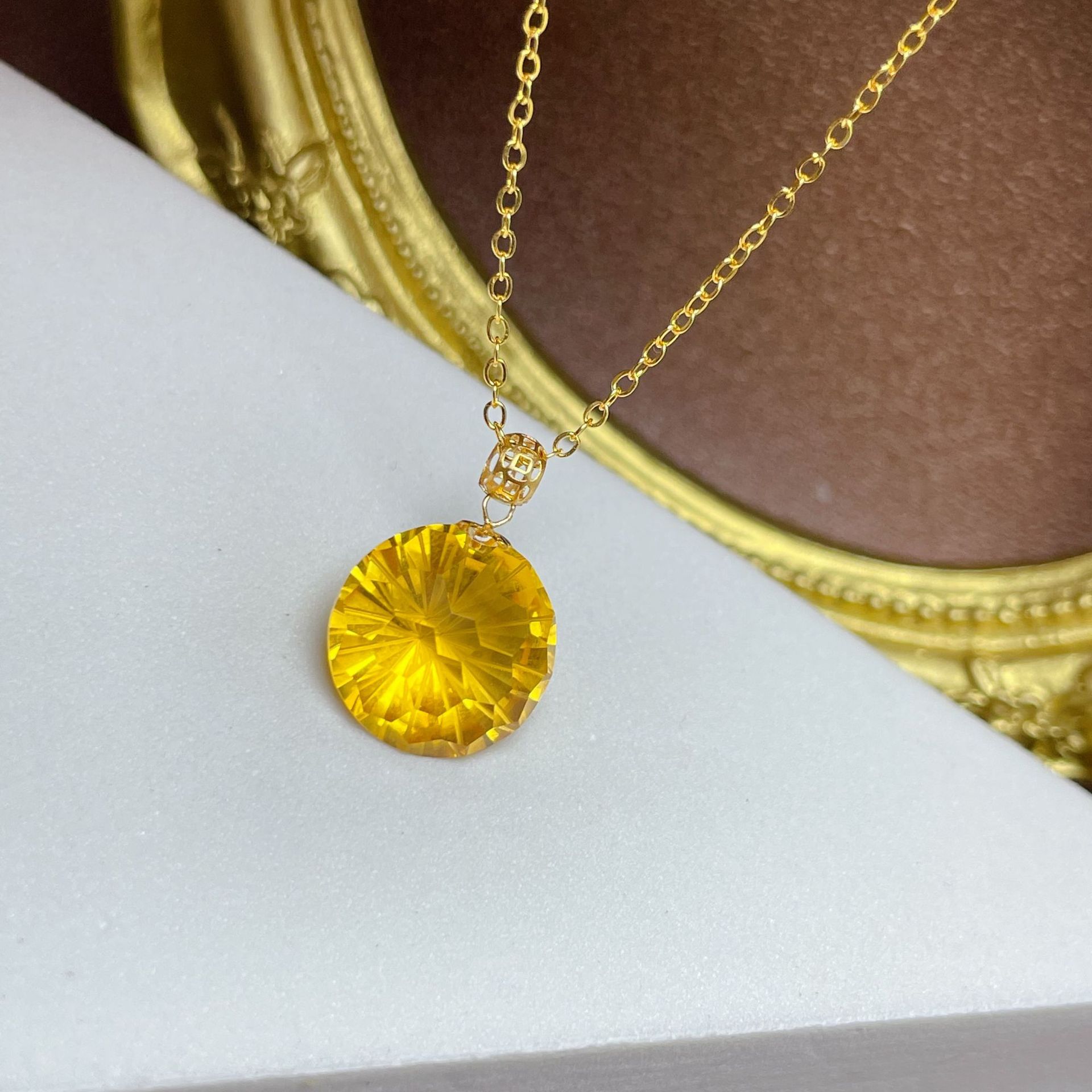 【Love luck】18k gold inlaid transport yellow crystal