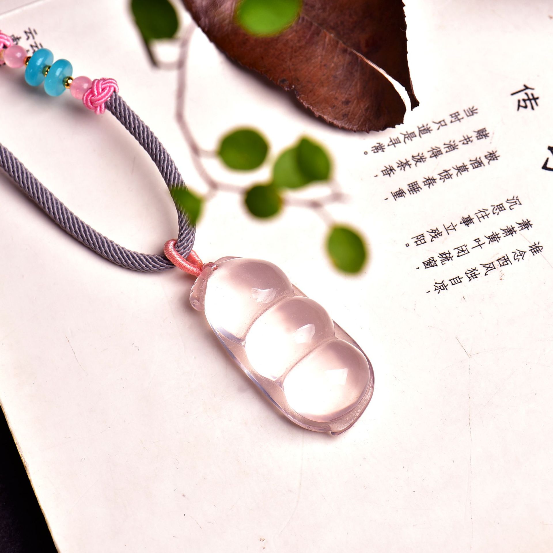 【Love luck】Natural light pink crystal lucky pendant
