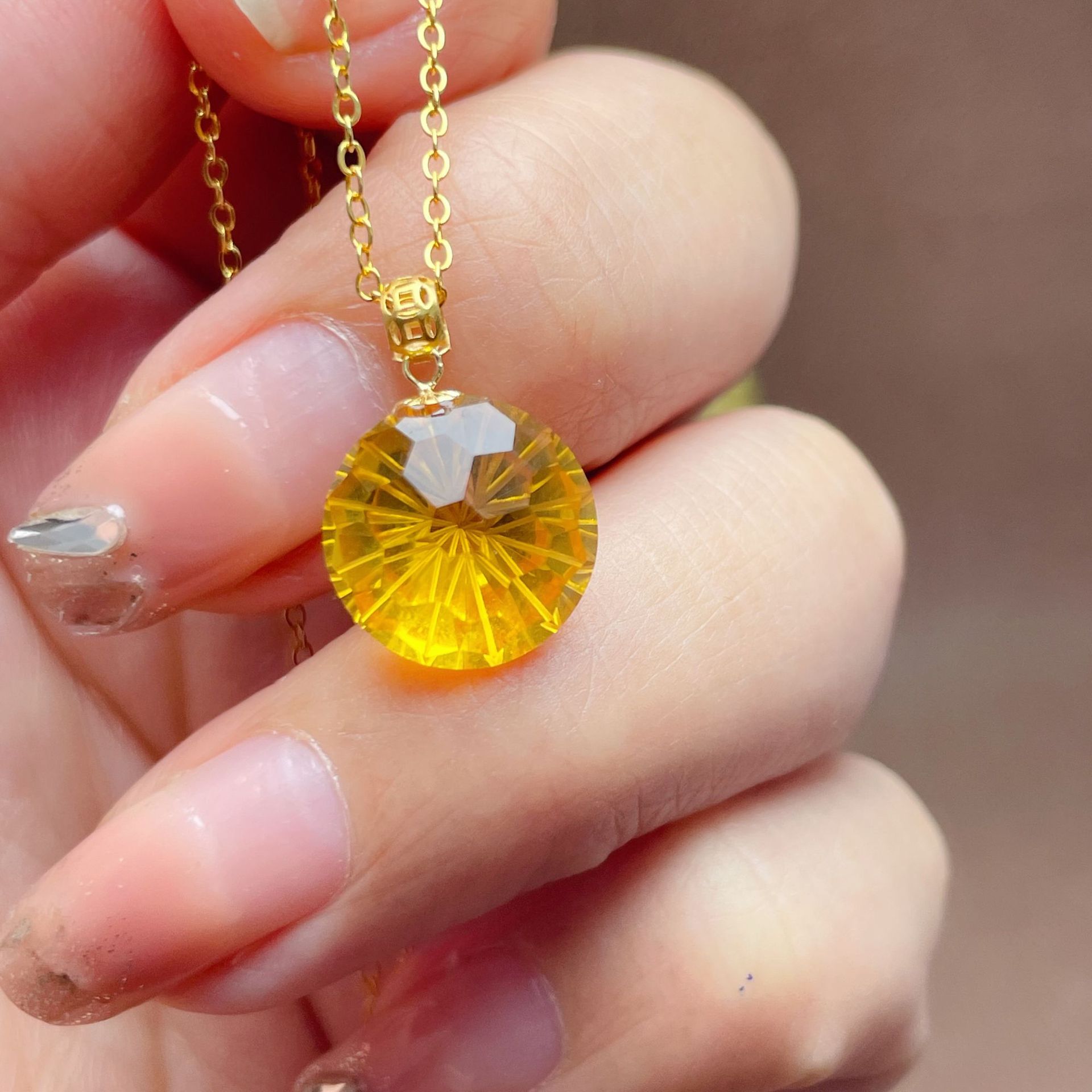 【Love luck】18k gold inlaid transport yellow crystal