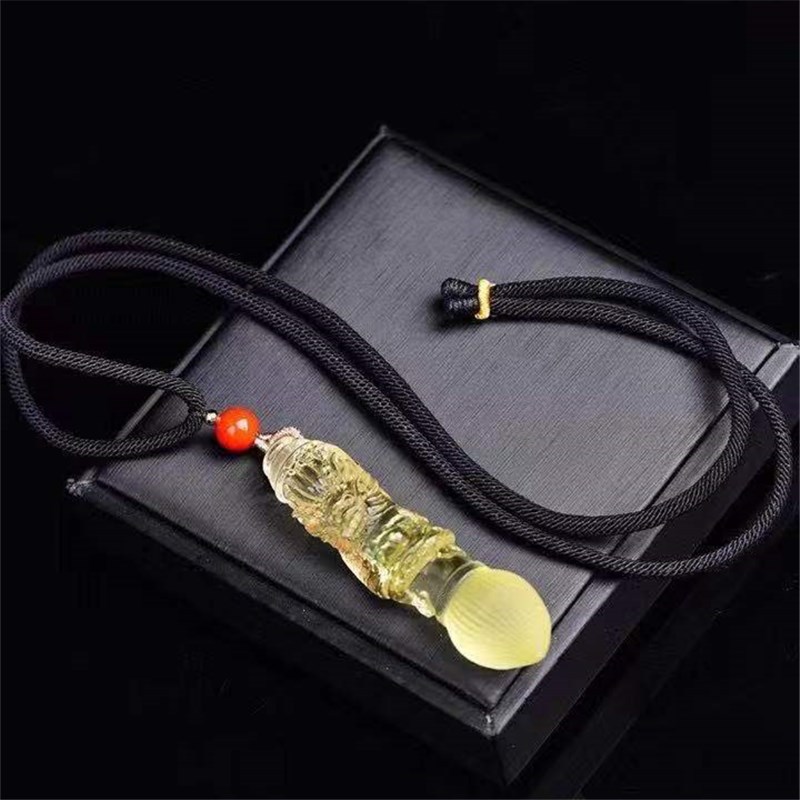 【Love luck】Natural Tea Yellow White Crystal Academic Wenchang Pen