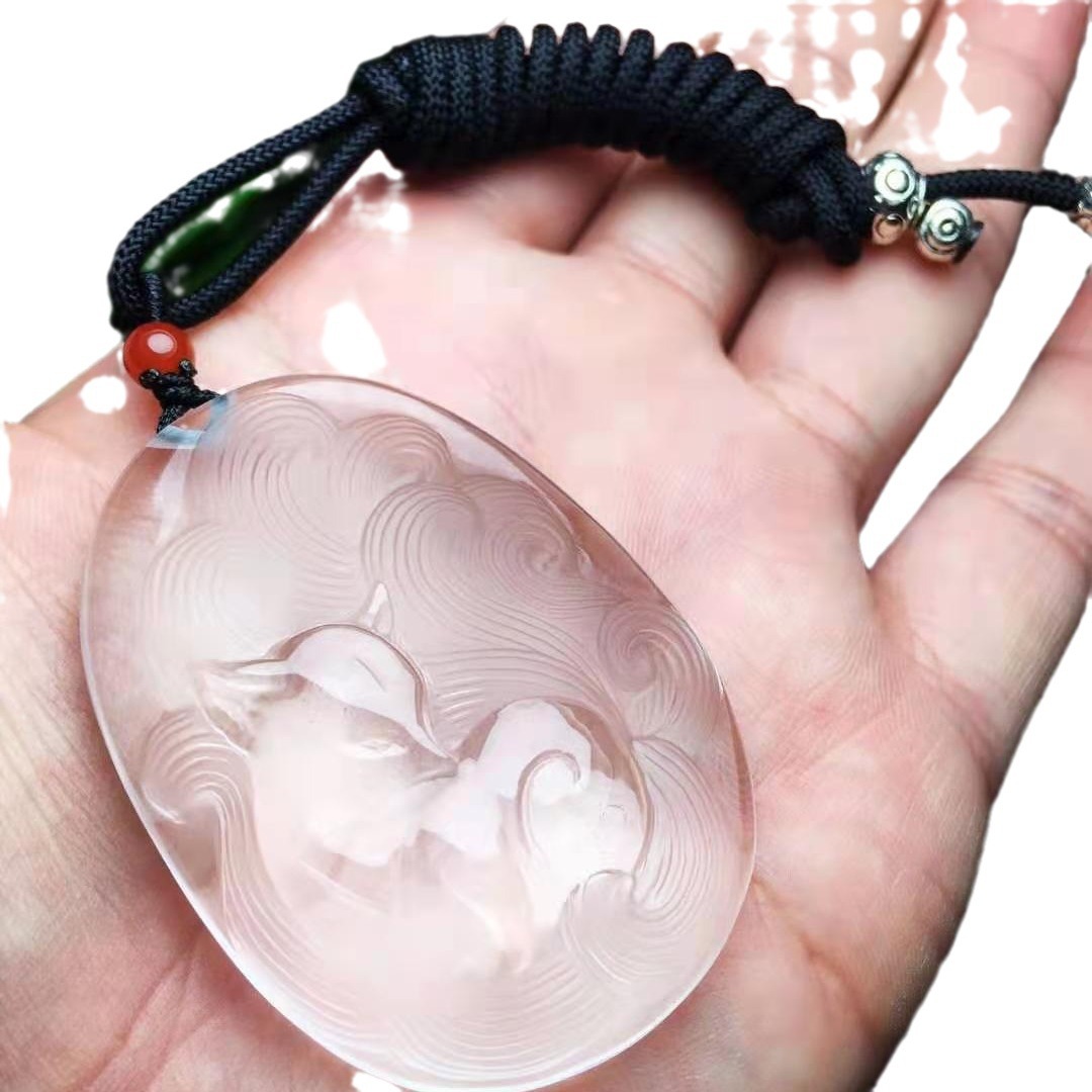 【Love luck】Natural white crystal nine tailed fox pendant