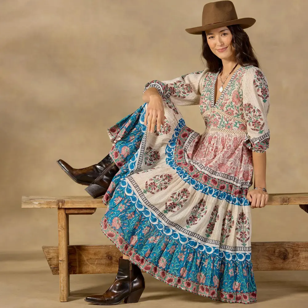 Peacock Flare Midi Dress