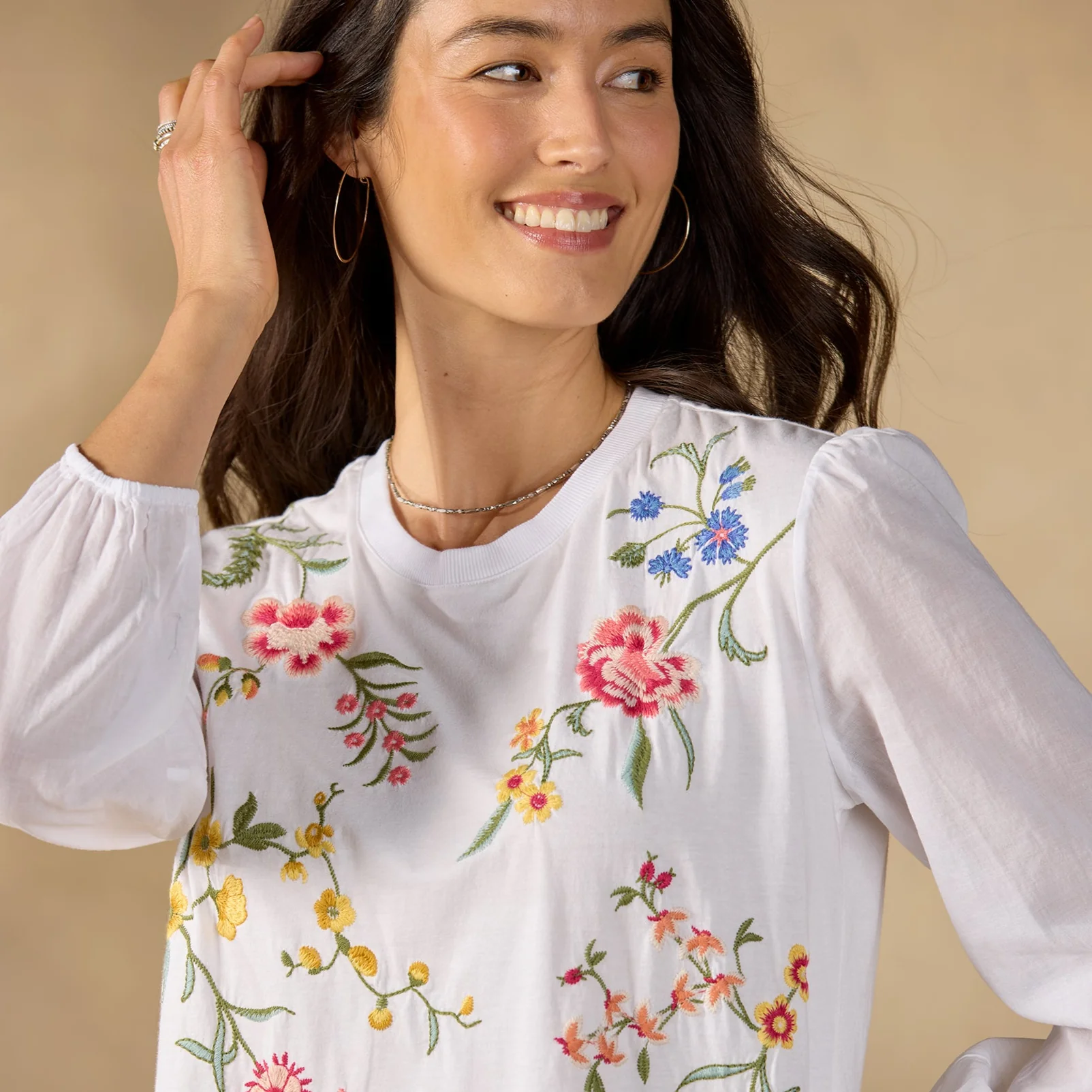 Sophia Mixed-Media Top, Petite