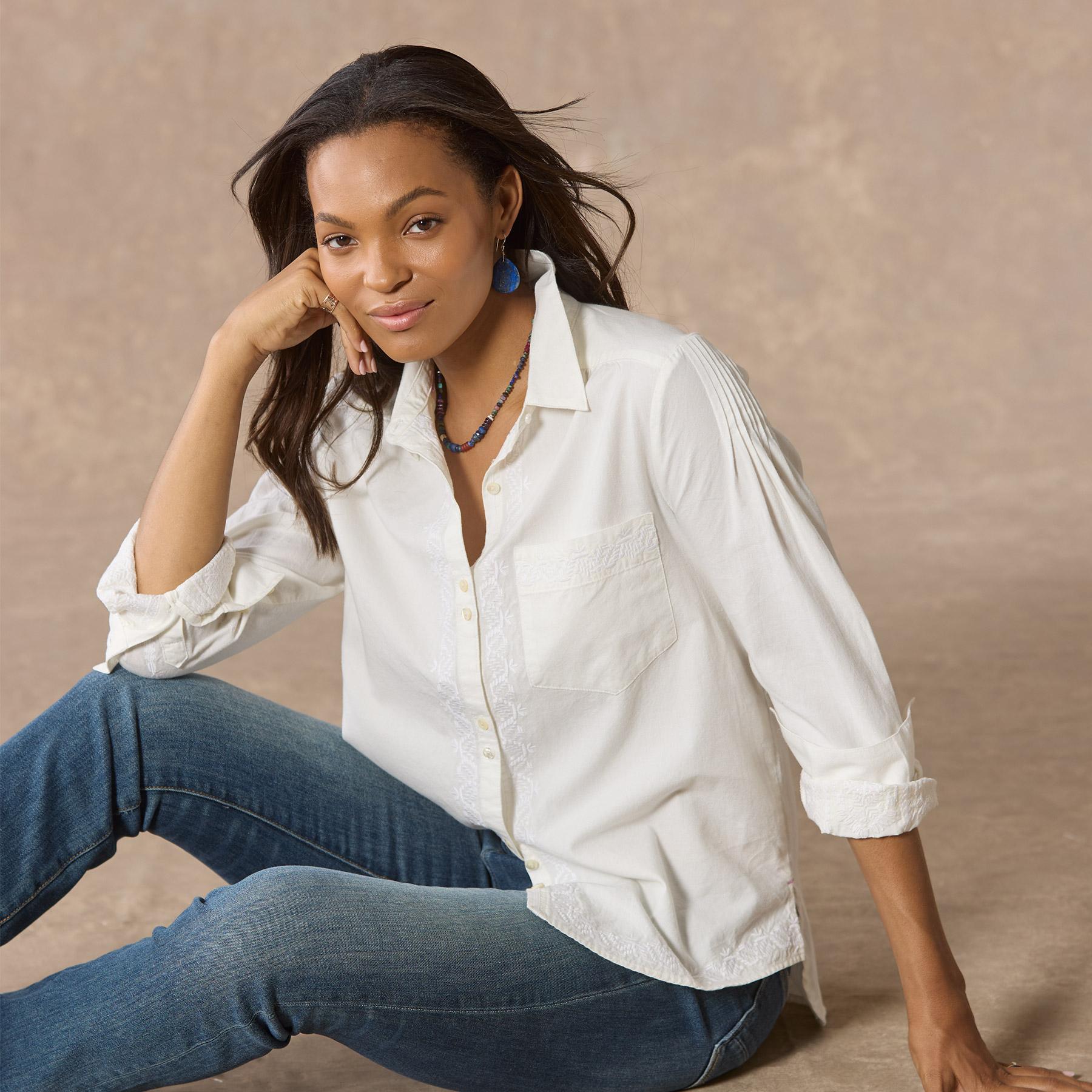 Karla Embroidered Shirt, Petite