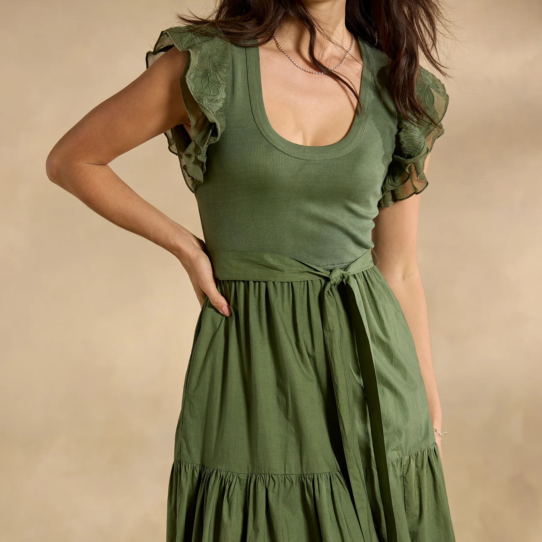 Madera Mixed-Media Dress