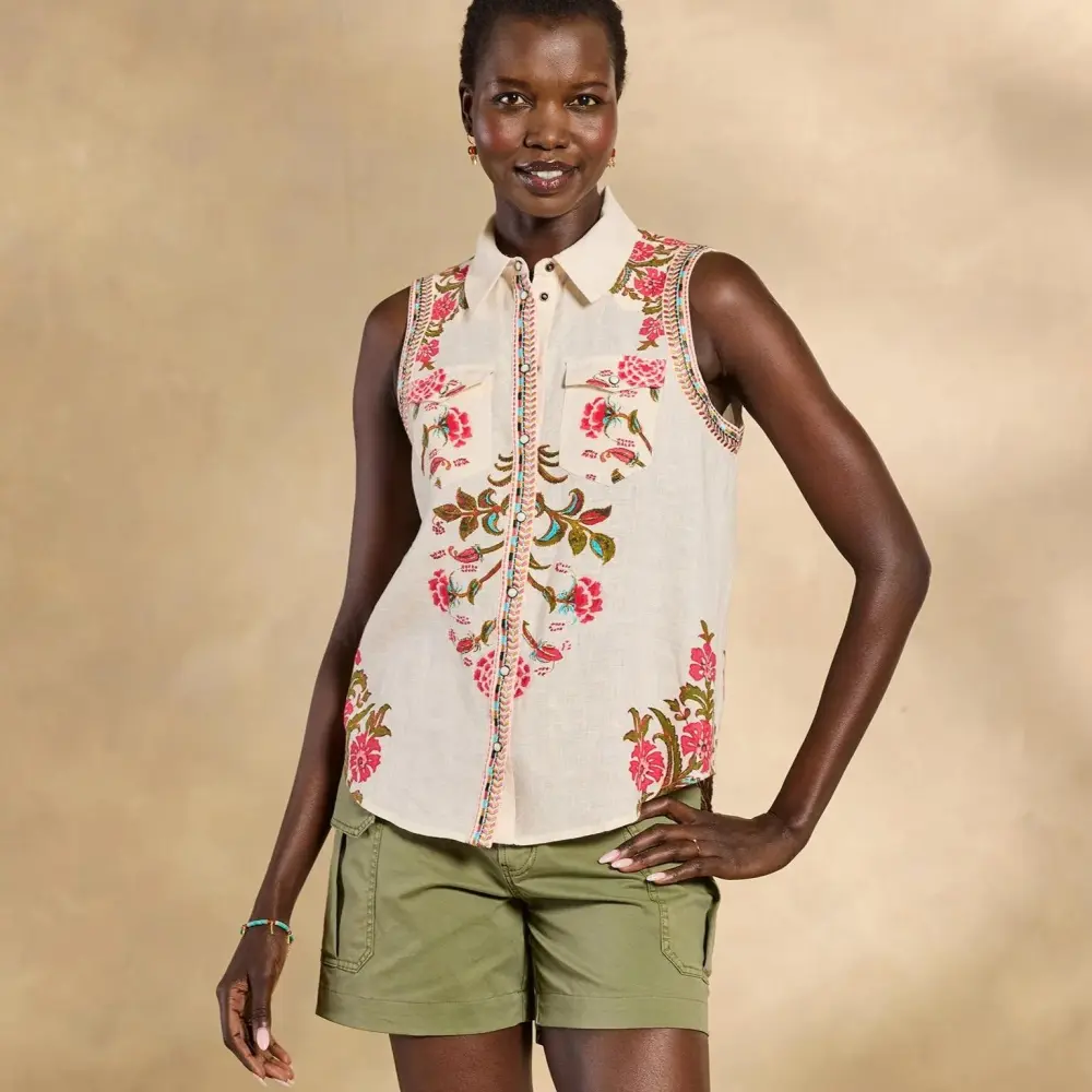 Willow Linen Floral Sleeveless Top