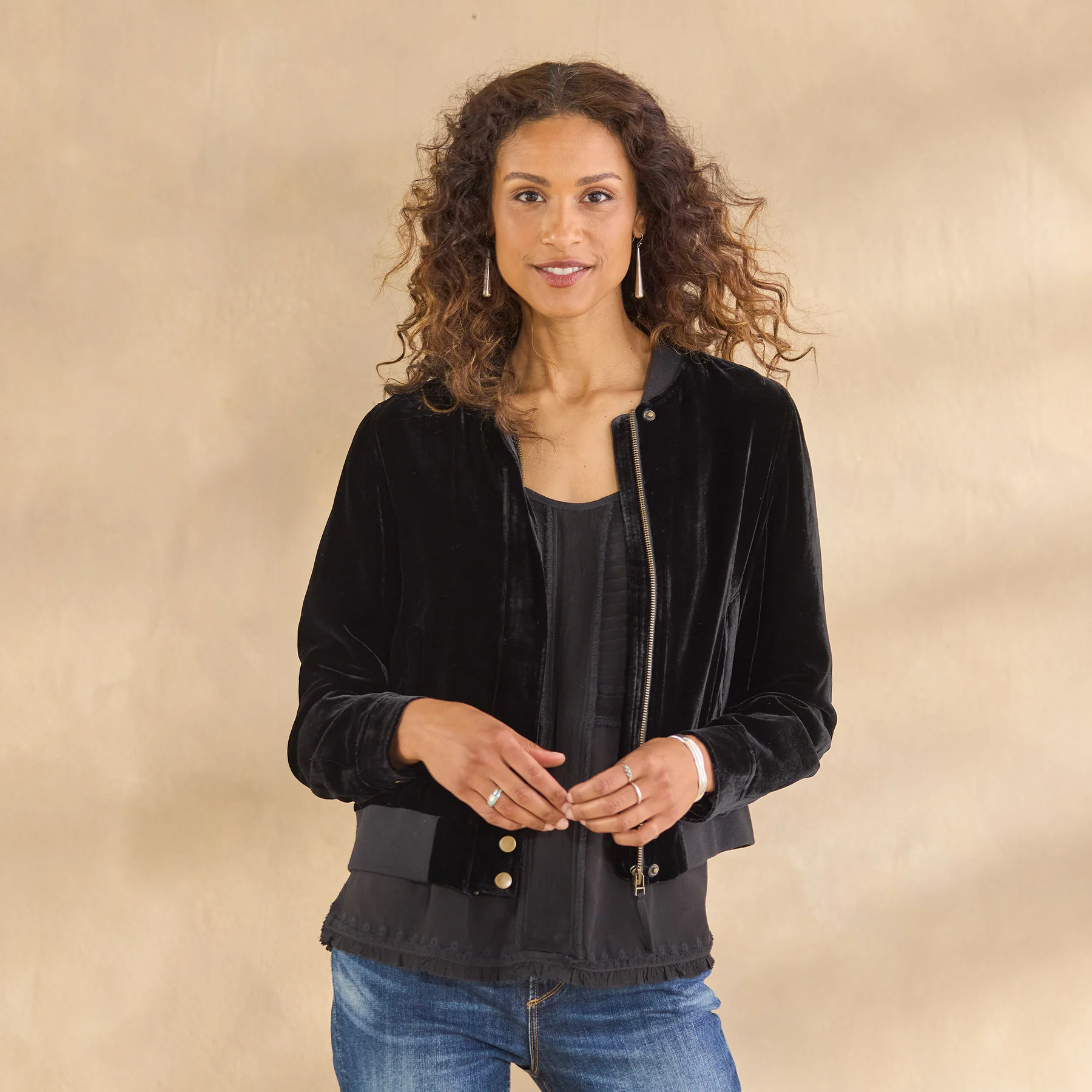 Carina Velvet Bomber, Petite