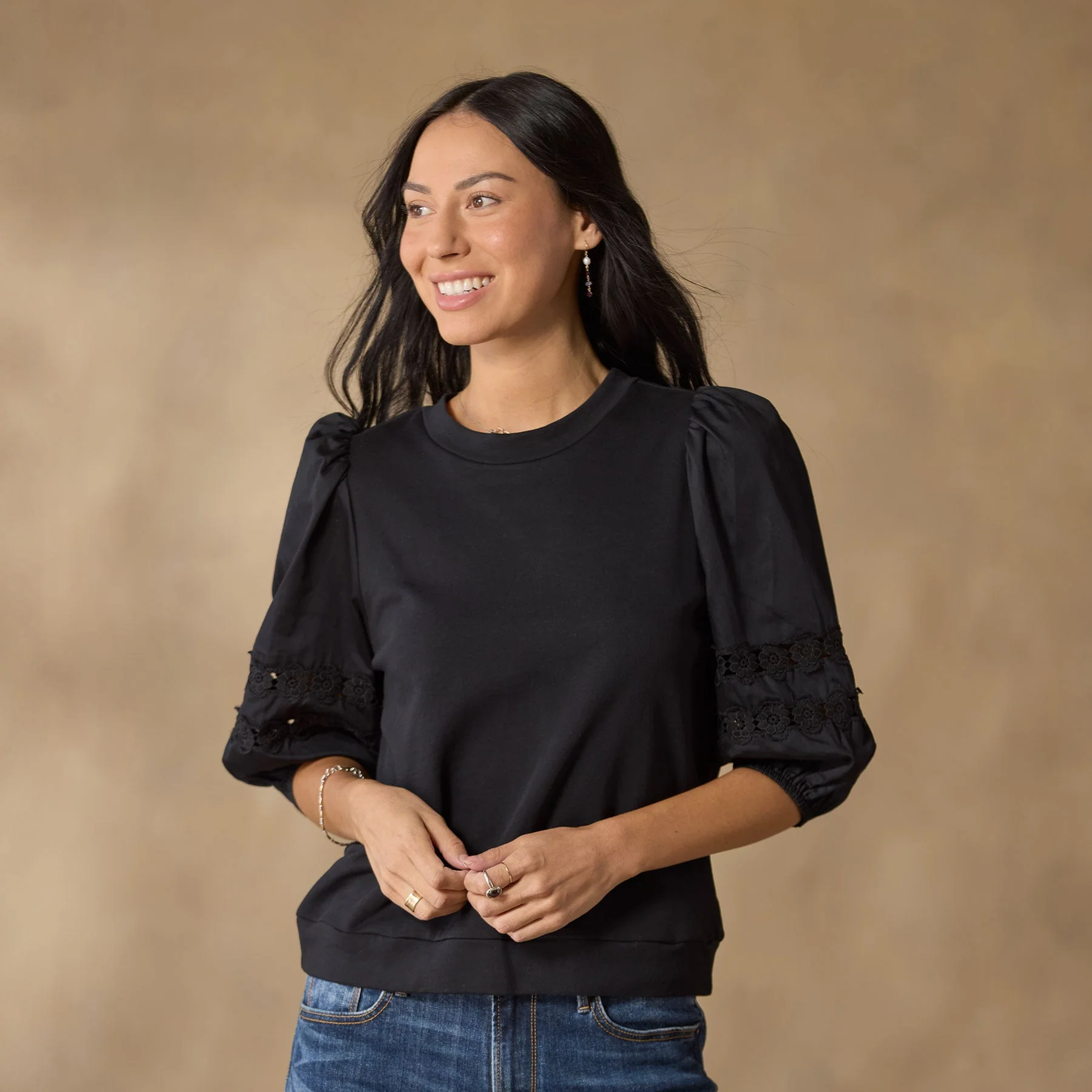 Melanie Mixed Media Sweatshirt