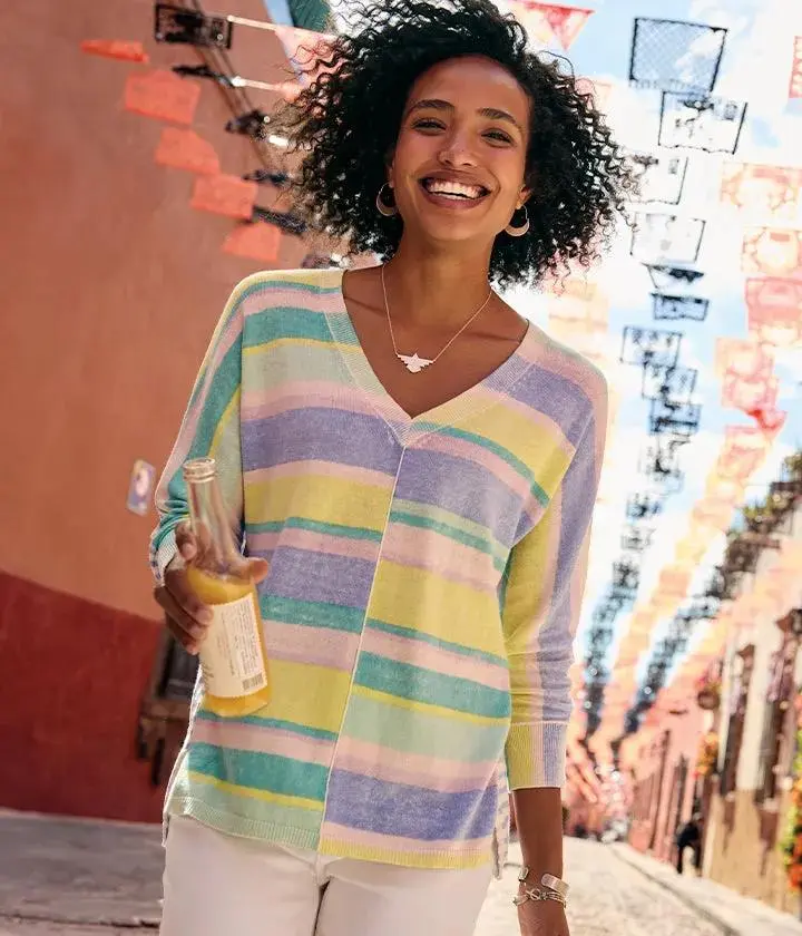 Johanna Striped Sweater, Petite