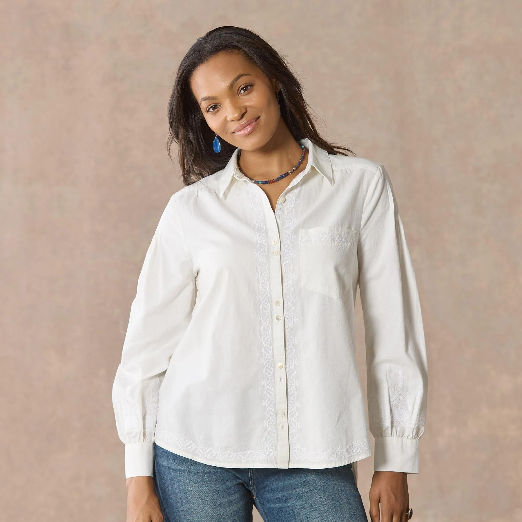 Karla Embroidered Shirt, Petite