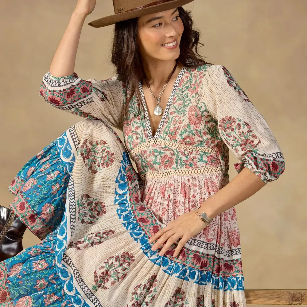 Peacock Flare Midi Dress