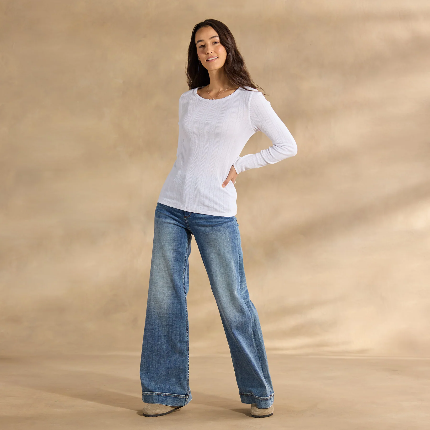 Perfect Pointelle Crewneck, Petite