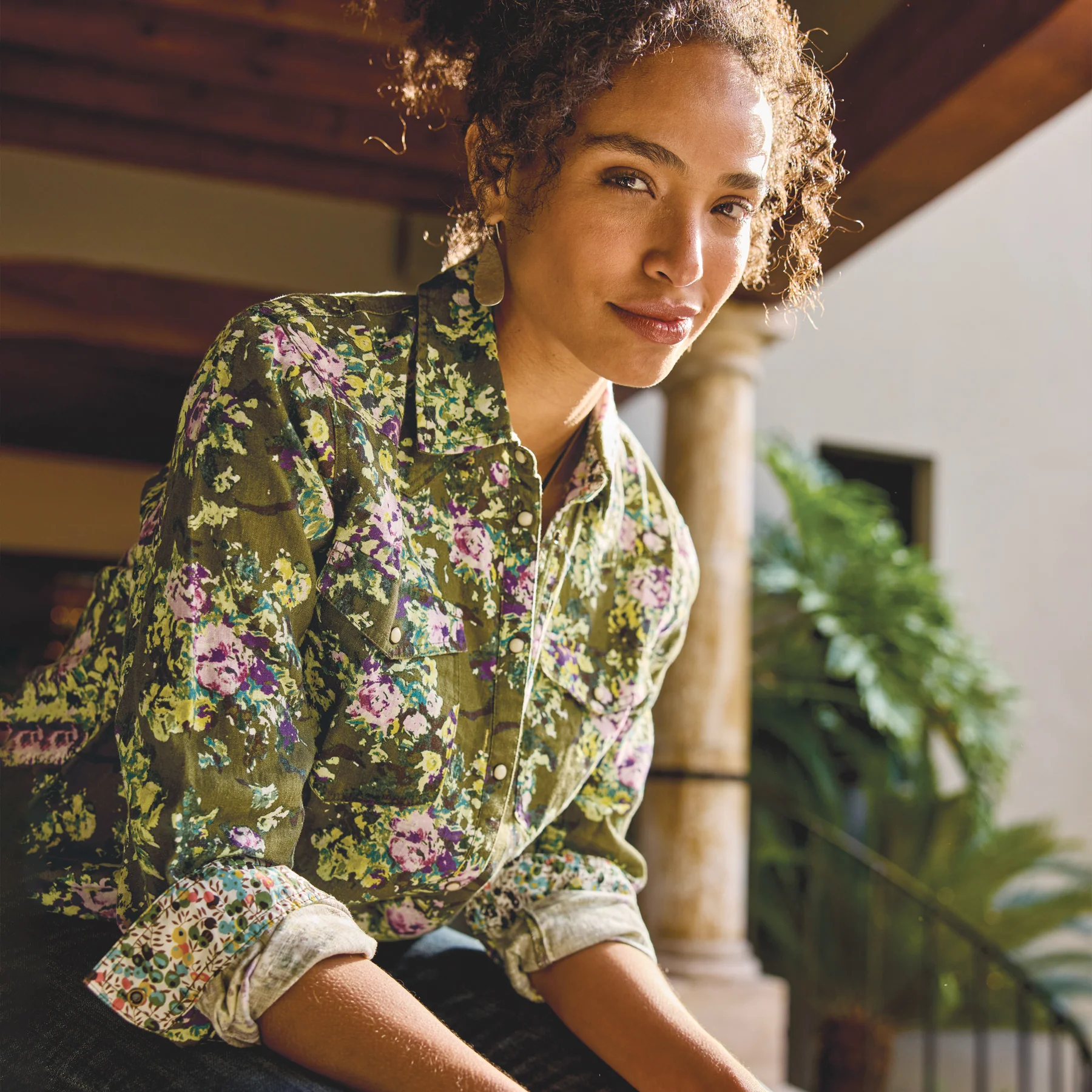 Willow Linen Floral Shirt, Petite