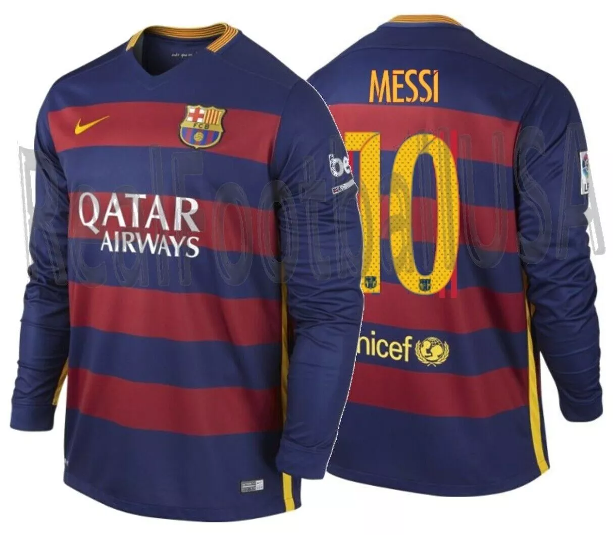 Barcelona Retro   Long Sleeve  Home Jersey   2015/16