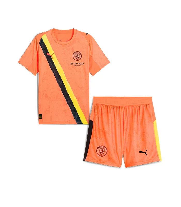 Kids’ Manchester City Goalkeeper Shirt+Shorts 25/26 Orange