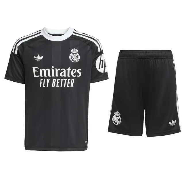 Kid's Real Madrid Goalkeeper Jersey+Shorts 2025/26 Black