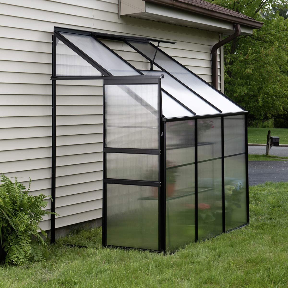 【Home&Garden】Polycarbonate Aluminium Metal Frame Lean-To Greenhouse Green