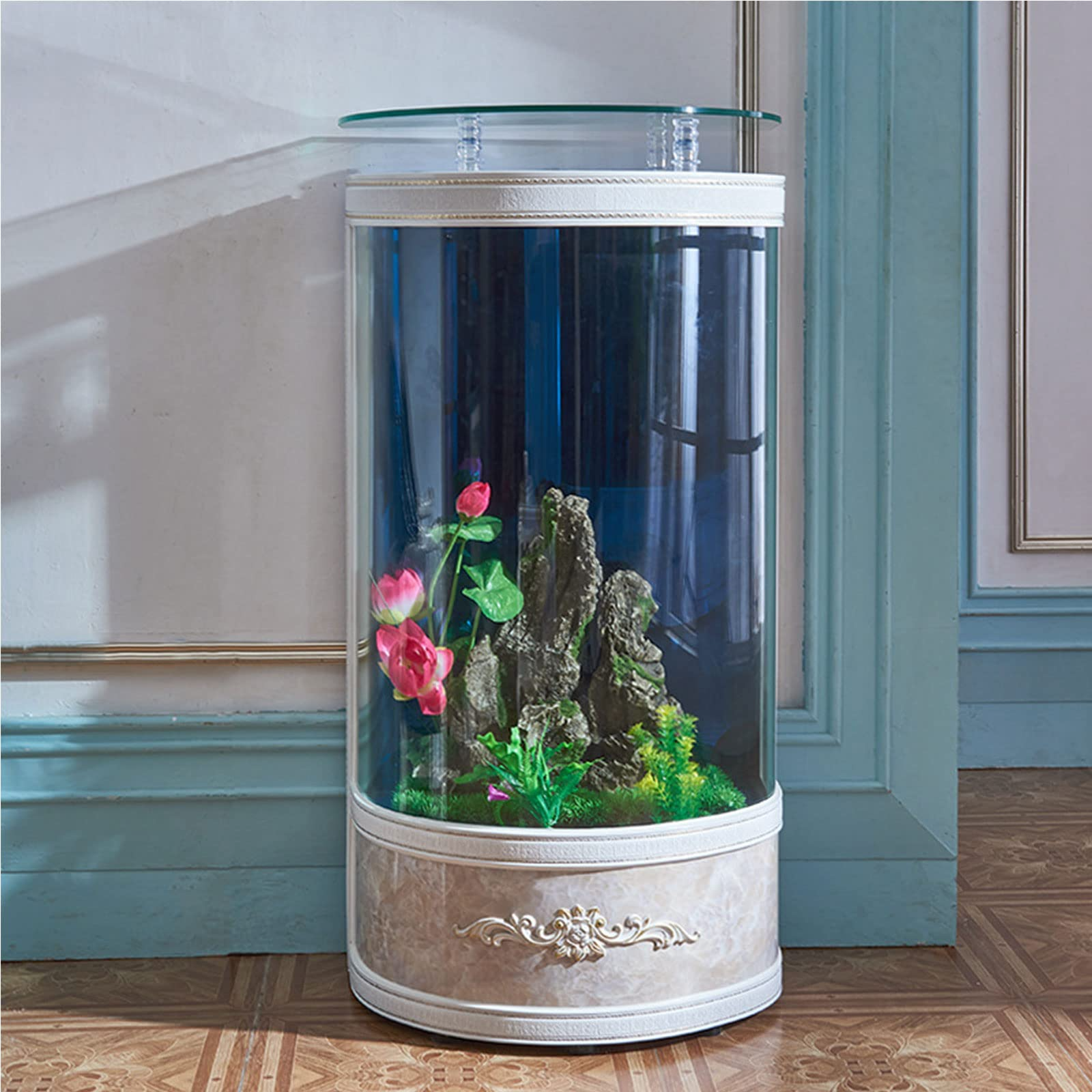 【Pet】Semi-Circular Fish Tank Aquarium Living Room Floor-To-Ceiling Free Water Change Ecological Glass Bar