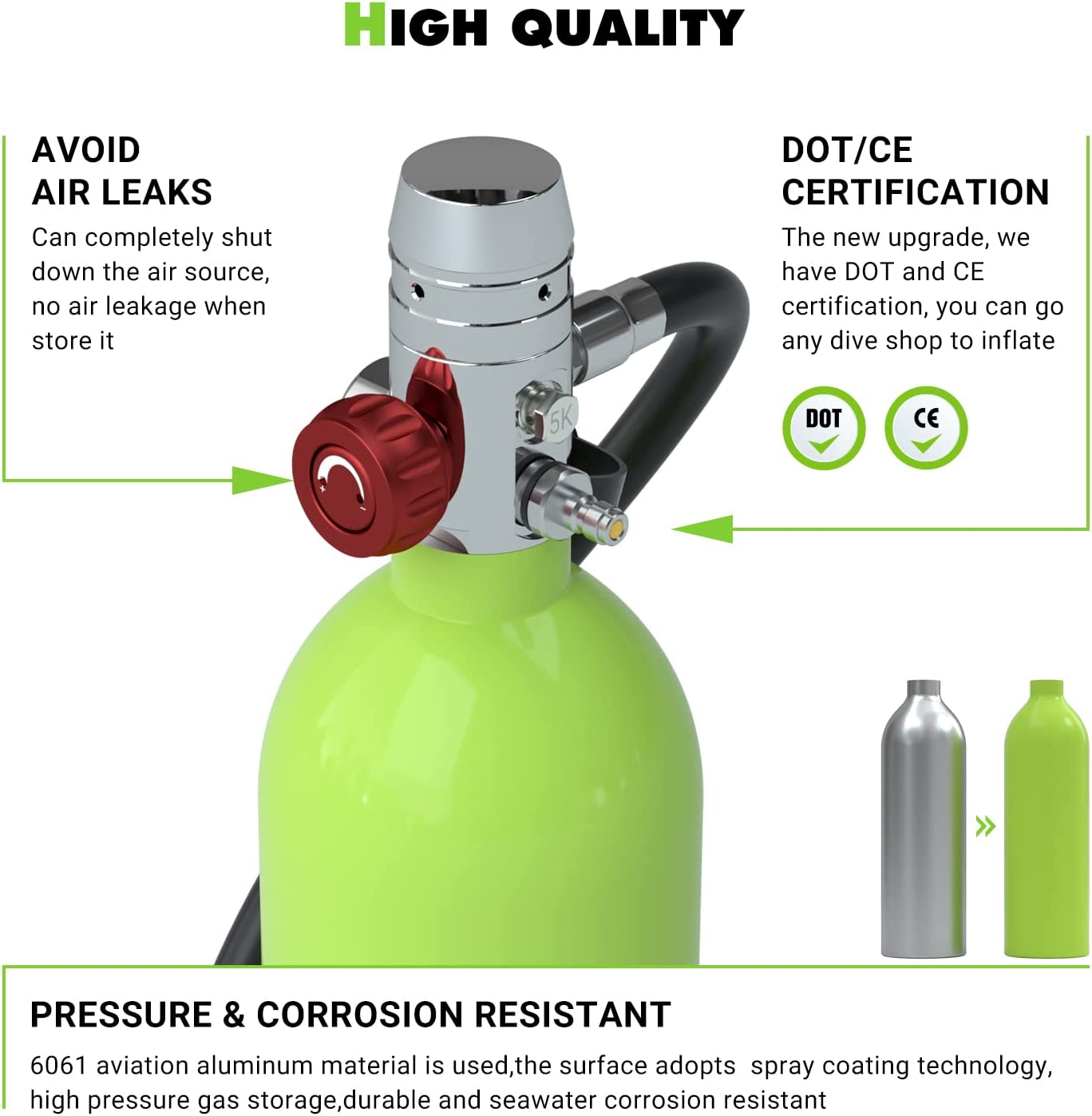 【Sports&Outdoors】Scuba Tank Diving Gear for Diver 1L Mini Scuba Tank Oxygen Cylinder with 15-20 Minutes Underwater Breathing Portable Diving