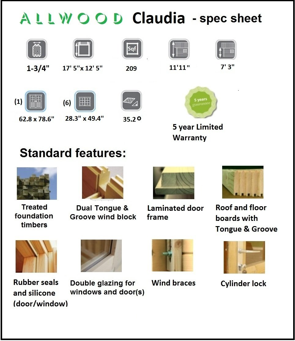 【Home&Garden】Claudia | 209 SQF Cabin Kit, Garden House