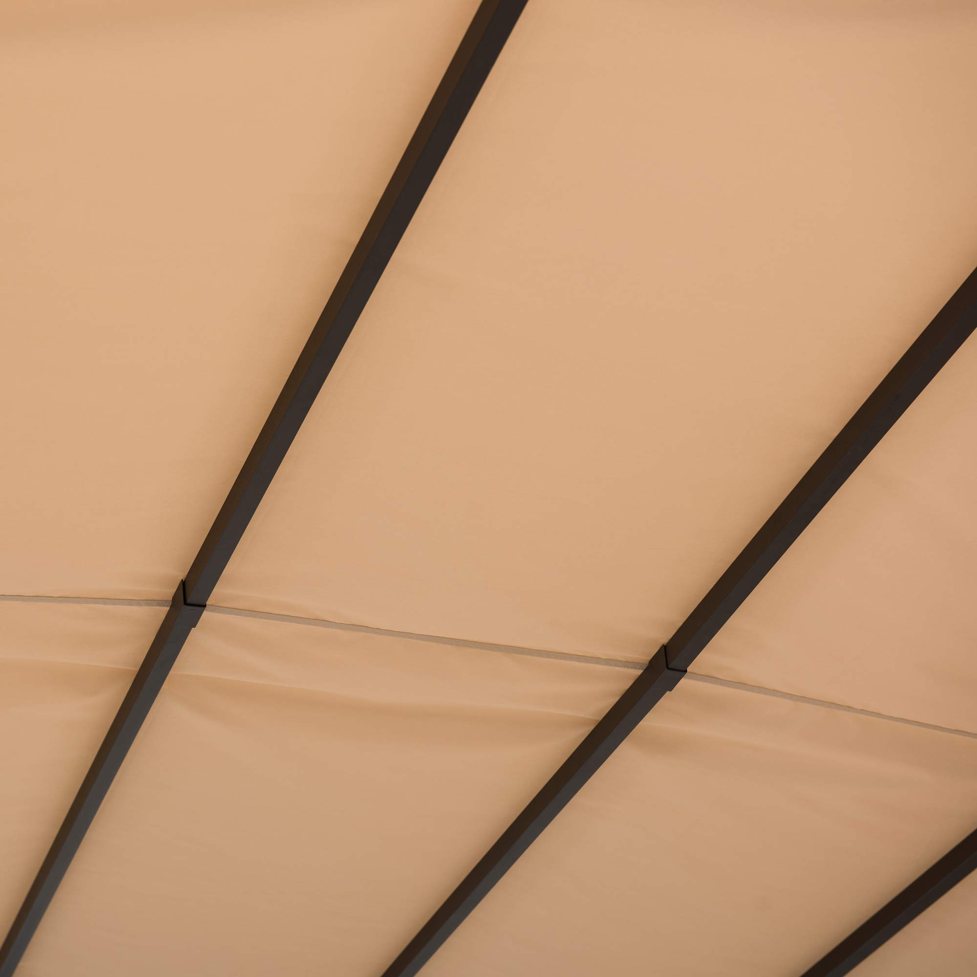 【Home&Garden】9.5x11 Steel Arched Pergola with 2-Tone Adjustable Shade, Tan & Brown