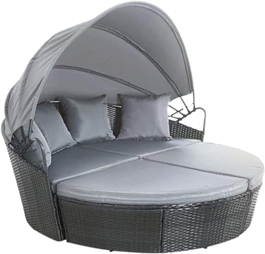 EVRE Bali Day Bed Outdoor Garden Furniture Set With Canopy (Black)