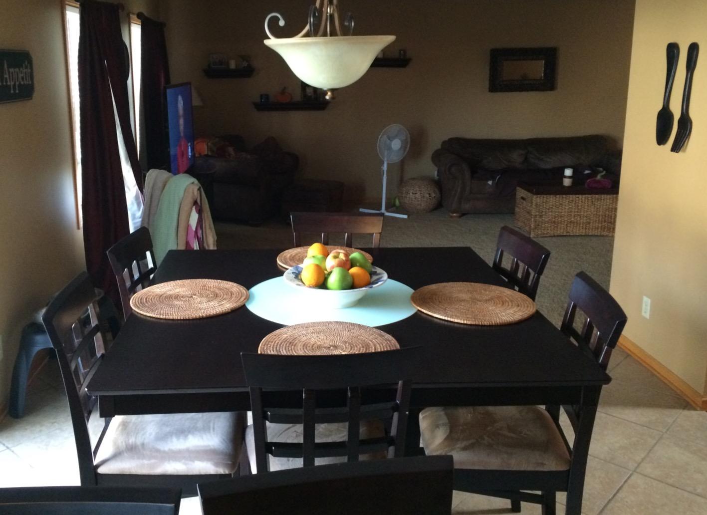 【Furniture】9 Piece Counter Height Storage Dining Table with Lazy Susan & Chair Set