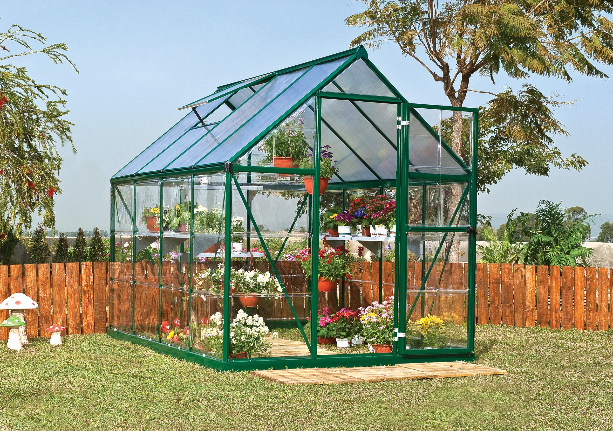 【Home&Garden】Canopia Hybrid 6' x 8' Greenhouse - Forest Green