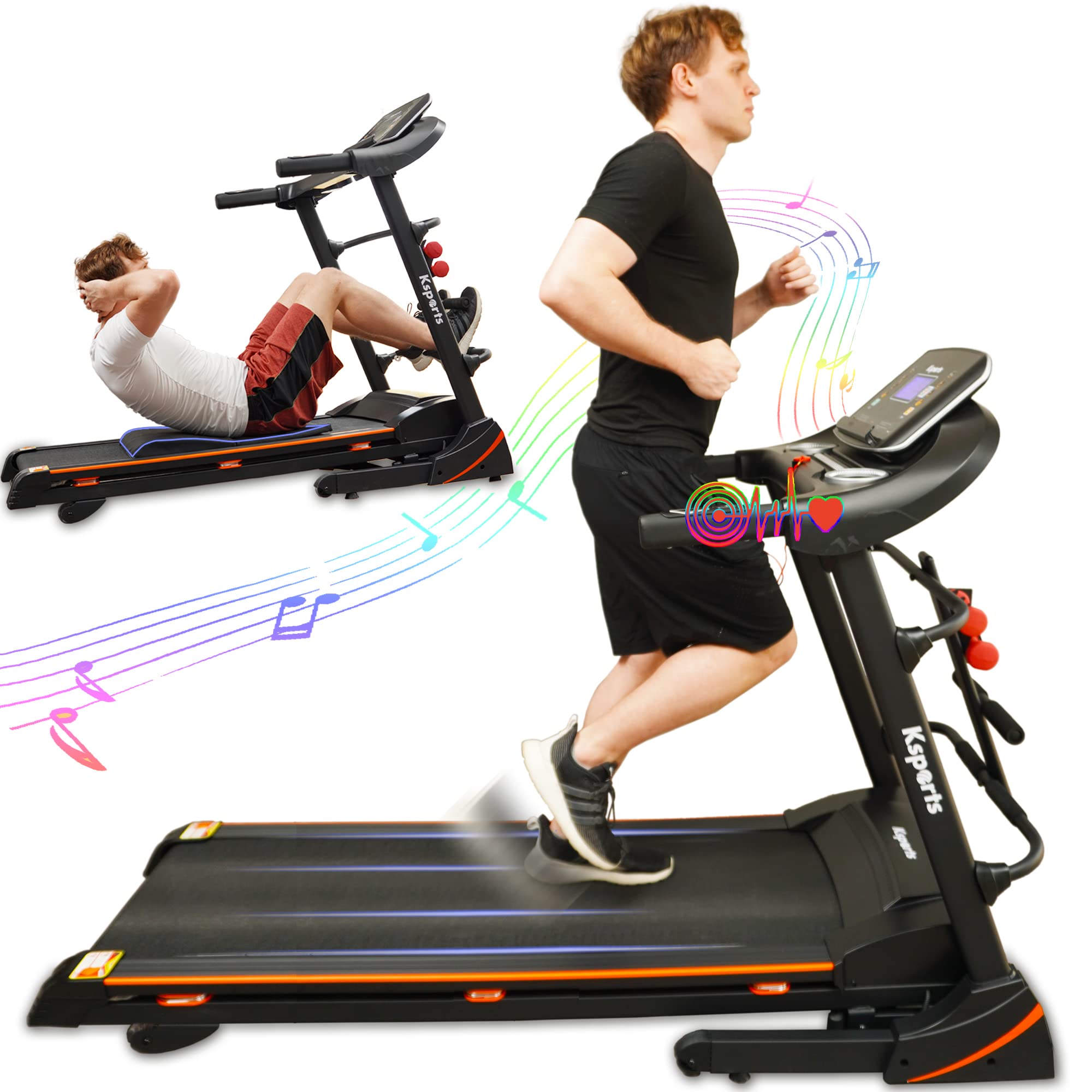 【Sports&Outdoors】Treadmill Bundle, Electric Folding Incline Treadmill with Auto/Manual Incline