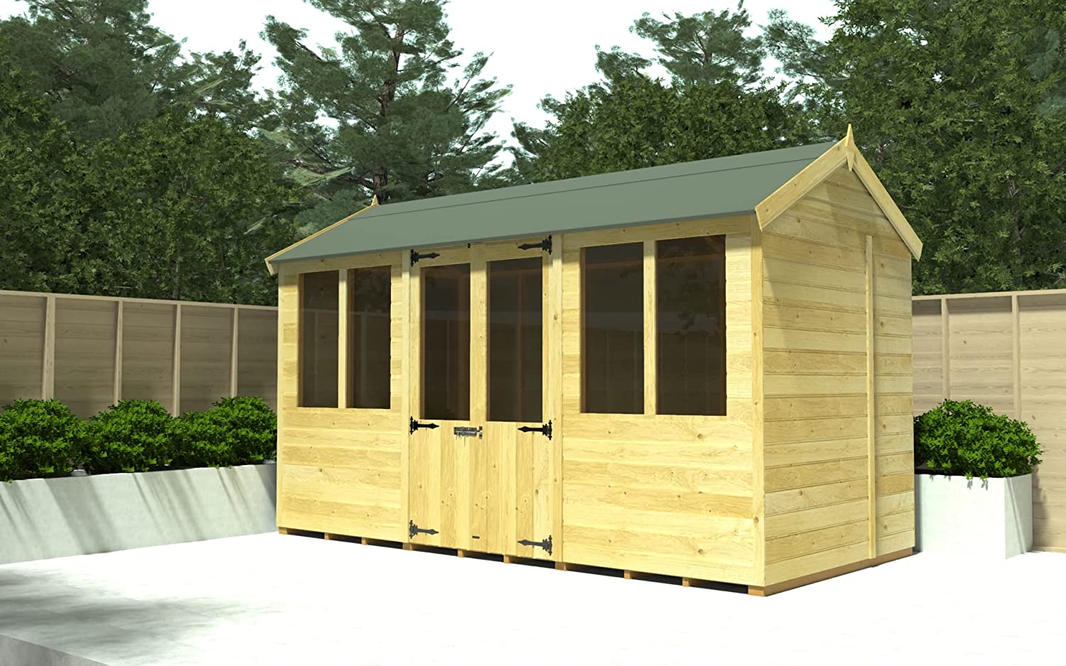 【Home&Garden】12x6 Apex Summer Shed Double Doors Garden Building