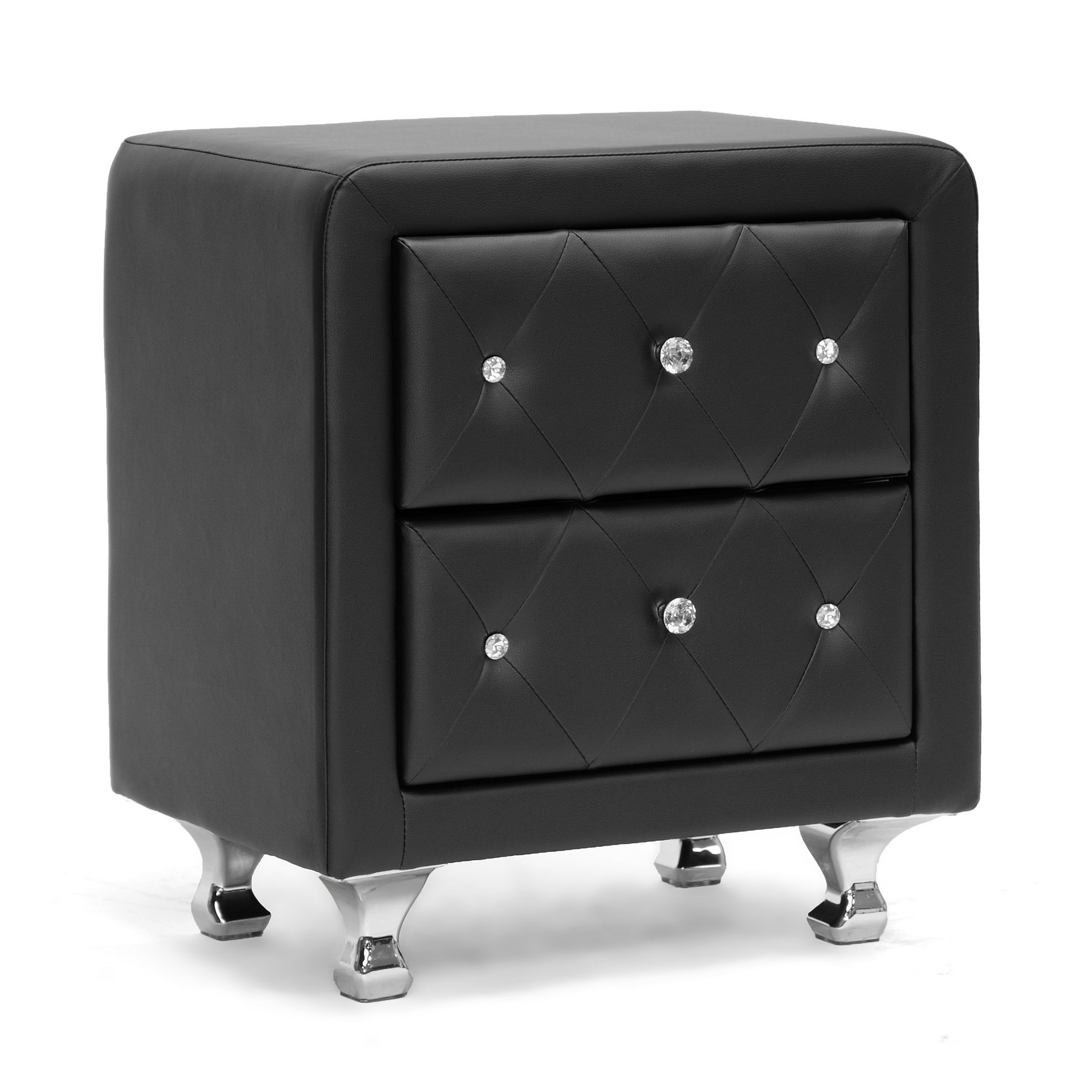 【Furniture】Stella Crystal Tufted Upholstered Modern Nightstand