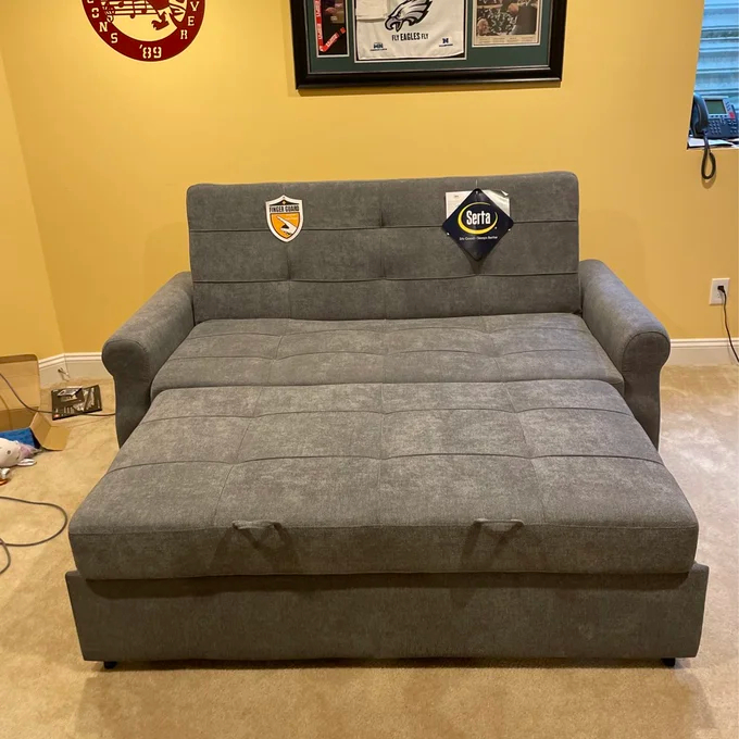 Serta Sabrina 72.6'' Queen Rolled Arm Tufted Back Convertible Sleeper Sofa with Cushions