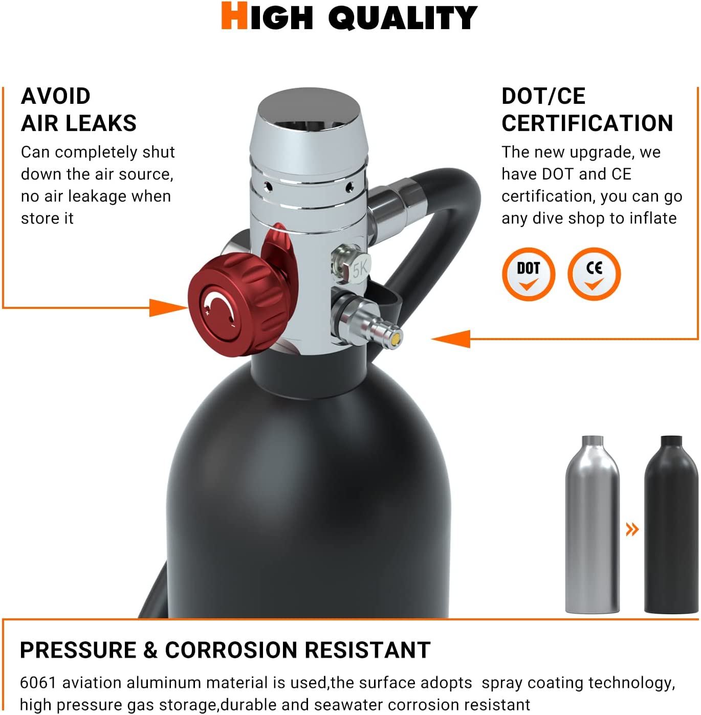 【Sports&Outdoors】Scuba Tank Diving Gear for Diver 1L Mini Scuba Tank Oxygen Cylinder with 15-20 Minutes Underwater Breathing Portable Diving