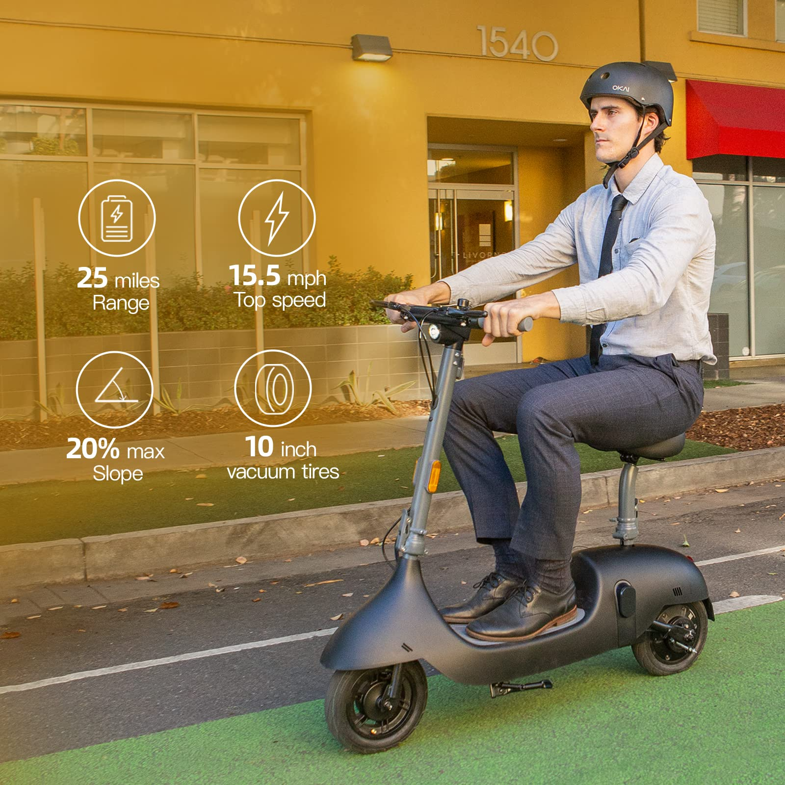 【Sports&Outdoors】Electric Scooter with Seat, Up to 25-34 Miles Range & 15.5MPH