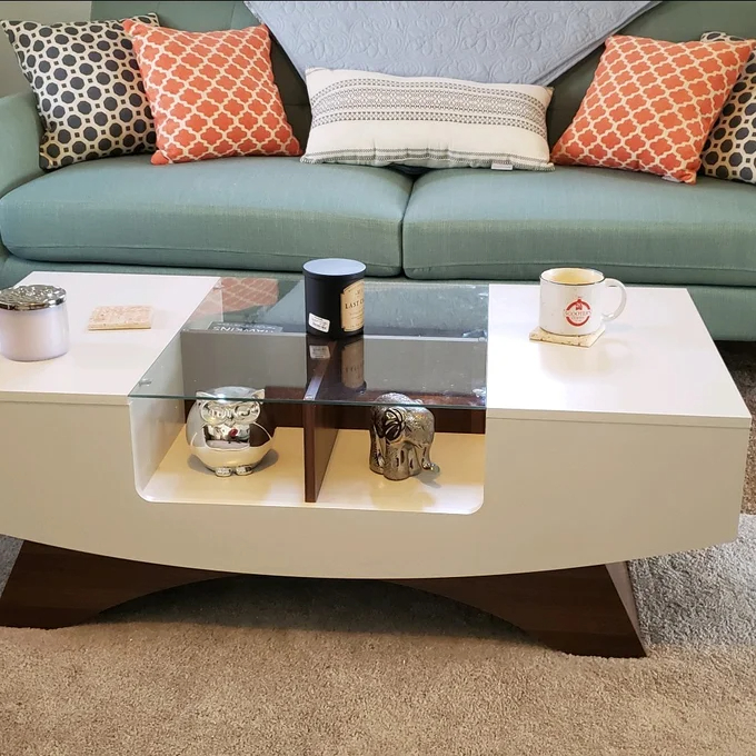 【Furniture】Madilynn Trestle Coffee Table with Storage
