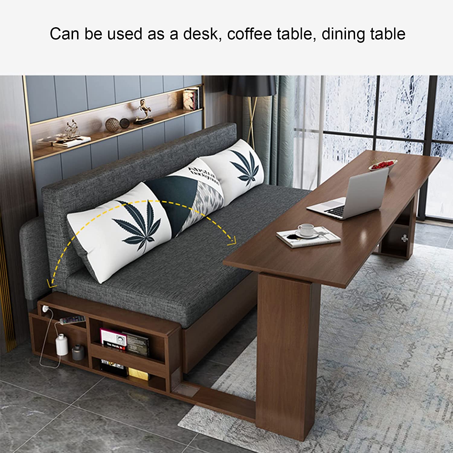【Furniture】Solid Wood Sofa Bed, Multifunctional, Foldable, Storage Sofa Bed Dual-Use