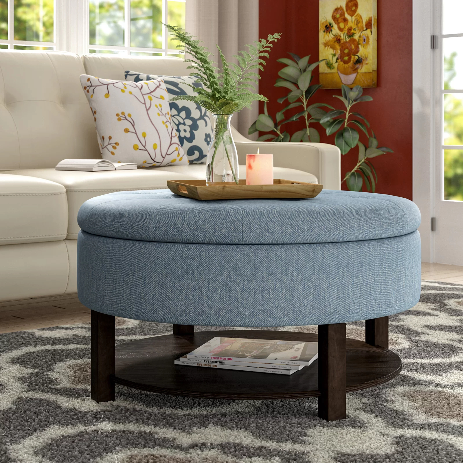 【Furniture】Lindquist Round Tufted Storage Ottoman