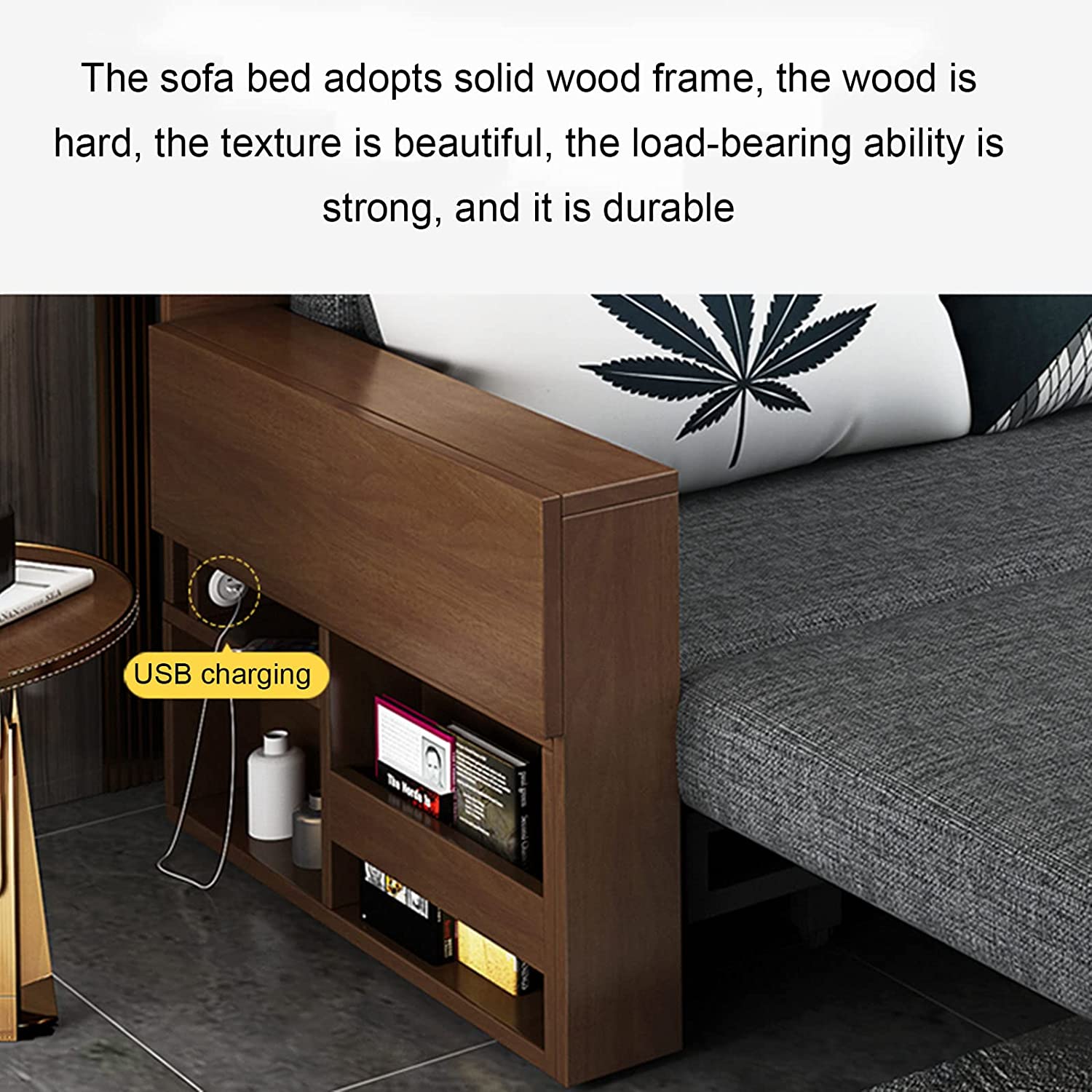 【Furniture】Solid Wood Sofa Bed, Multifunctional, Foldable, Storage Sofa Bed Dual-Use