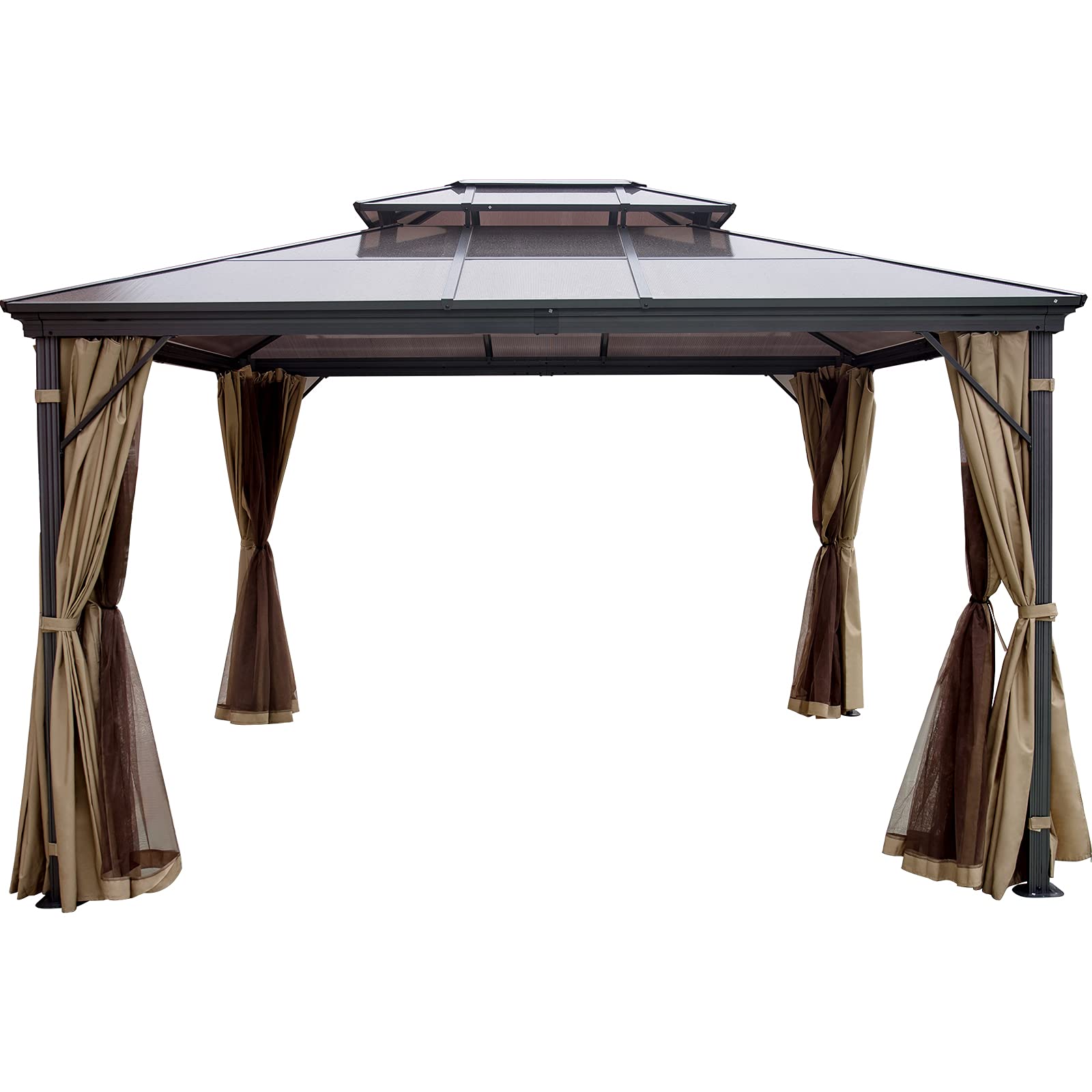 【Gazebo】Hard Top Gazebo 10' x 12' with Netting - Metal Gazebo