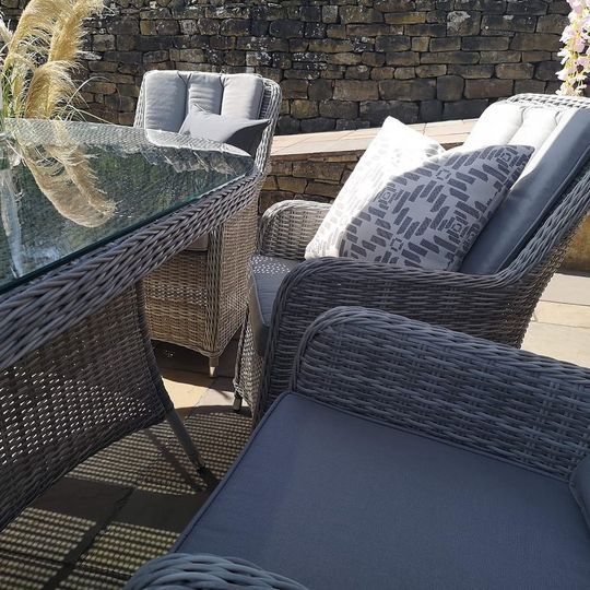 Malibu 8 Seat Oval Rattan Dining Set in Light Grey