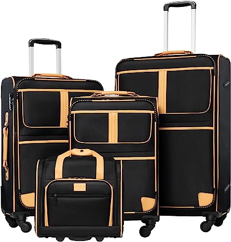 COOL Luggage 4 Piece Set Suitcase Expandable TSA lock spinner softshell
