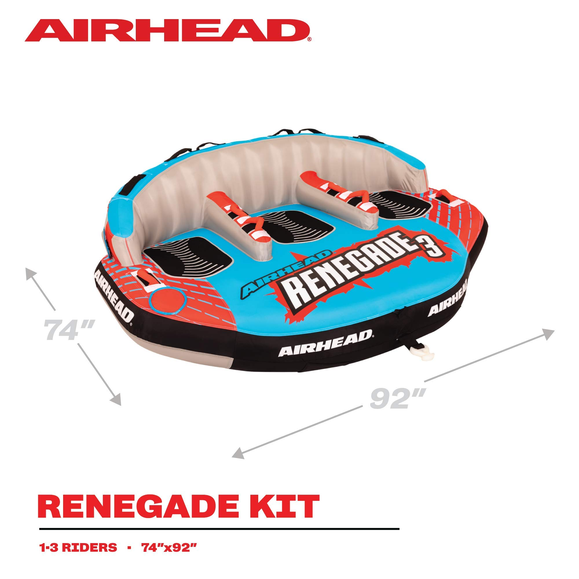 【Sports&Outdoors】3 Person Inflatable Towable Water Tube Seat Rider Boating Tubing Kit for Kids and Adults