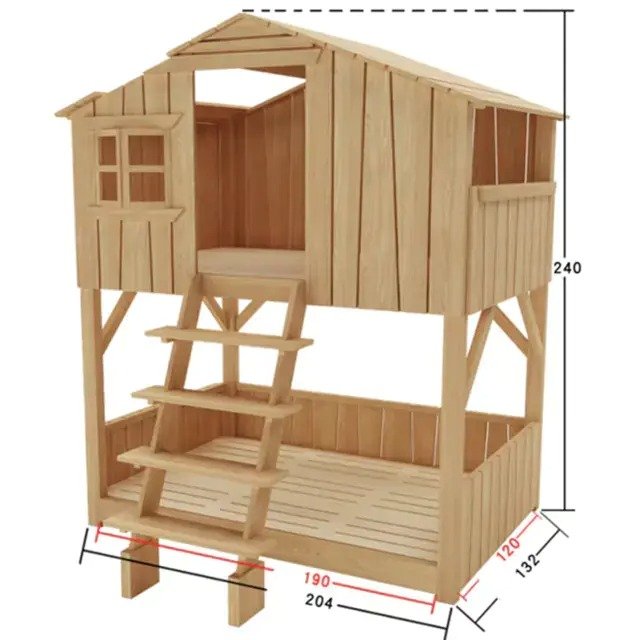 Cabin shape bunk beds with attached stairs and slide(1)