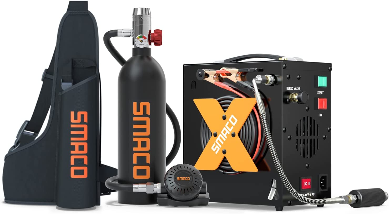 【Sports&Outdoors】Scuba Tank Diving Gear for Diver 1L Mini Scuba Tank Oxygen Cylinder with 15-20 Minutes Underwater Breathing Portable Diving